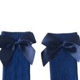 thumbnail image 3 of Little Girls Stockings  Plain Color/Patchwork Side Bow-Knot Midi Tube Socks  Breathable Elastic Knee-Length Socks, 3 of 5
