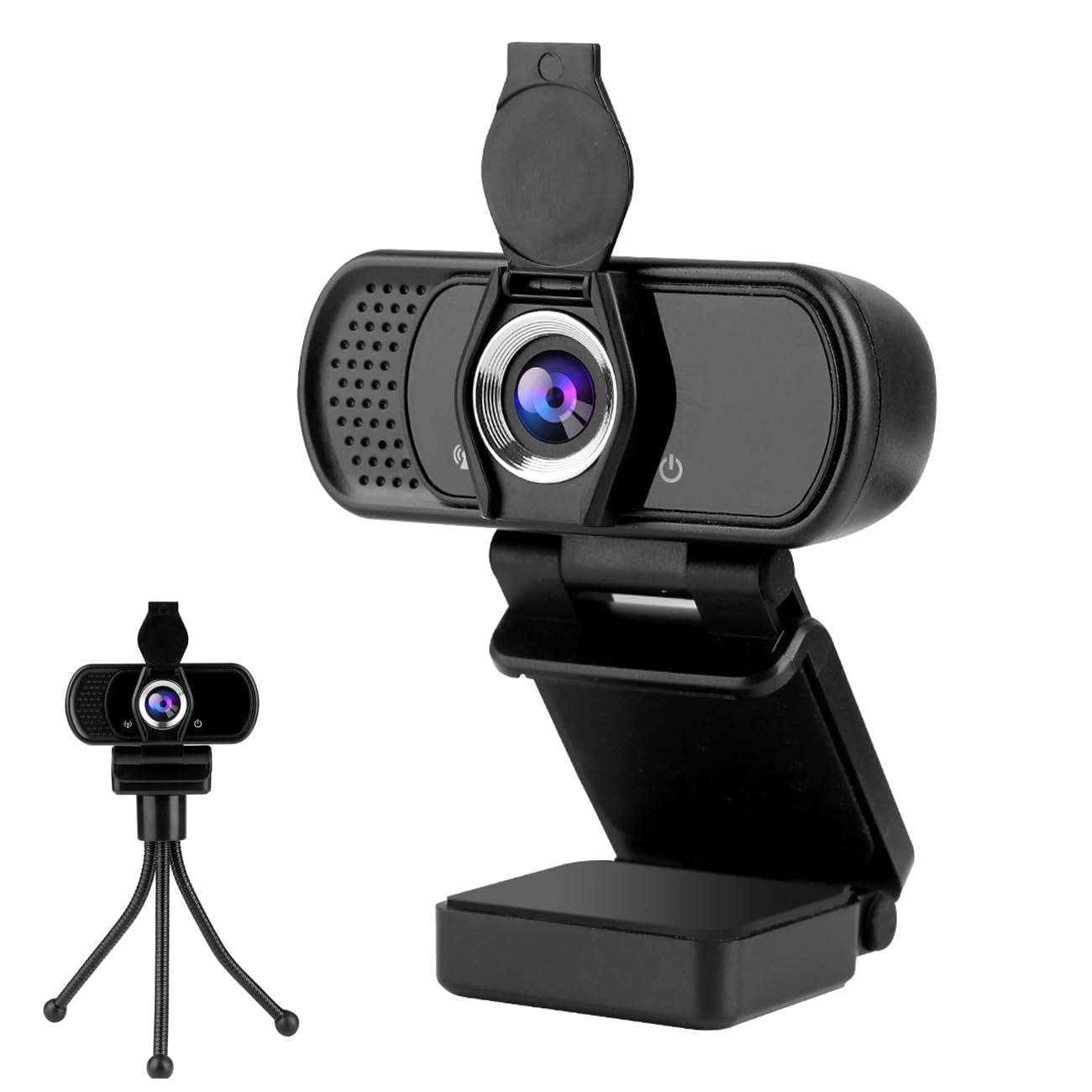xinidc Full 1080P HD Webcam with Microphone, USB Webcam for Laptop and Desktop, External Webcam, Streaming PC Web Camera with Privacy Cover and Tripod, Widescreen Webcam for Zoom Skype YouTube