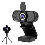 xinidc Full 1080P HD Webcam with Microphone, USB Webcam for Laptop and Desktop, External Webcam, Streaming PC Web Camera with Privacy Cover and Tripod, Widescreen Webcam for Zoom Skype YouTube