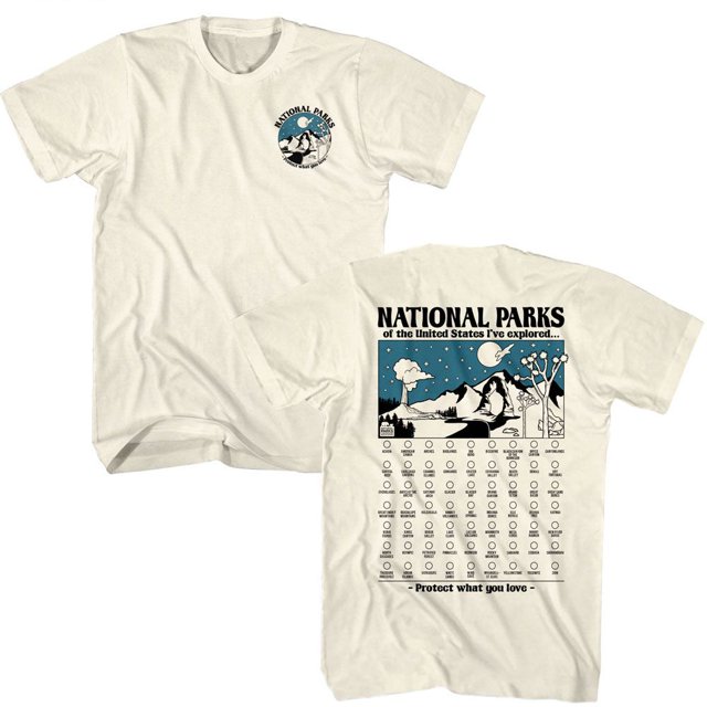 T-Shirt Adulte Naturel Liste de Vérification Parcs Nationaux ***F&B*** m