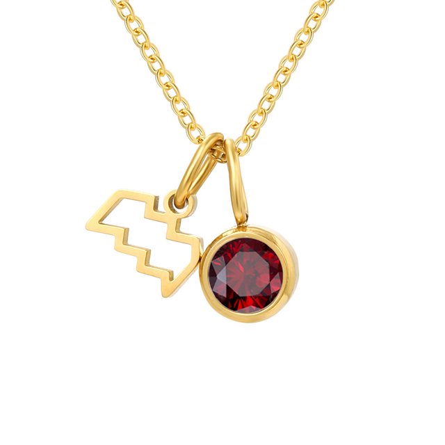 Collier Rune Tridimensionnel des Douze Constellations, Luxe Léger, Couleur, Collier Pierre de Naissance en Strass, Collier en Acier Inoxydable