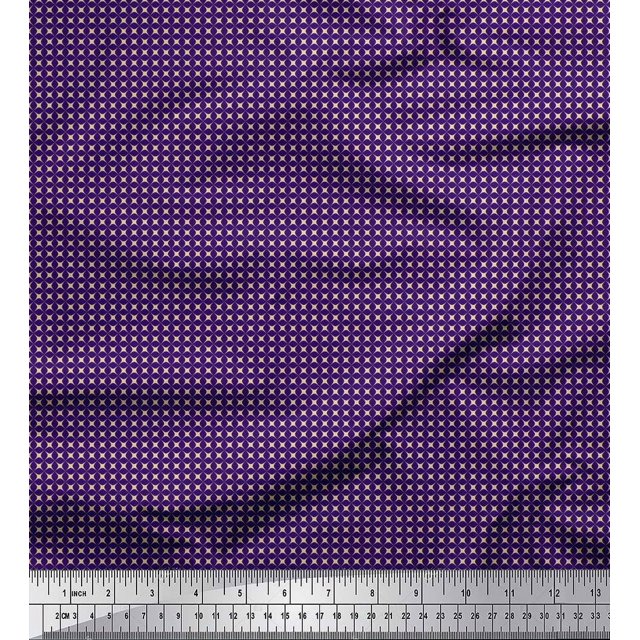 Soimoi Purple polyester Crepe Fabric Artistic Geometric Decor Fabric Printed Yard 52 Inch Wide