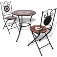 thumbnail image 1 of vidaXL 3 Piece Bistro Set Ceramic Tile Terracotta and White, 1 of 5
