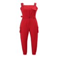 thumbnail image 3 of CNKOO Salopette Décontractée Extensible Ajustable pour Femmes, Col Carré, Pantalon Long avec Poches, Jaune 2TG, 3 of 8