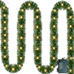 Rattan vert simulé LED Cordes de lumière, Décorations d'escalator DIY La chaîne de couronnes lumières colorées pour le festival arbre de Noël