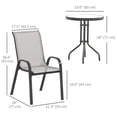 thumbnail image 3 of Outsunny Outdoor Bistro Set Small Patio Set w/ Stackable Chairs, Light Grey, 3 of 10