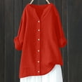 thumbnail image 2 of AherBiu Plus Size Tops for Women Cotton Linen Button down Shirts Causal Long Sleeve Fall Loose Fitting Blouses, 2 of 3