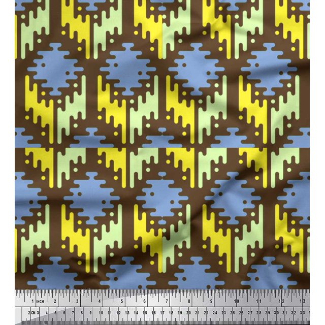 Soimoi Blue Rayon Fabric Aztec Geometric Print Fabric by Yard 42 Inch Wide