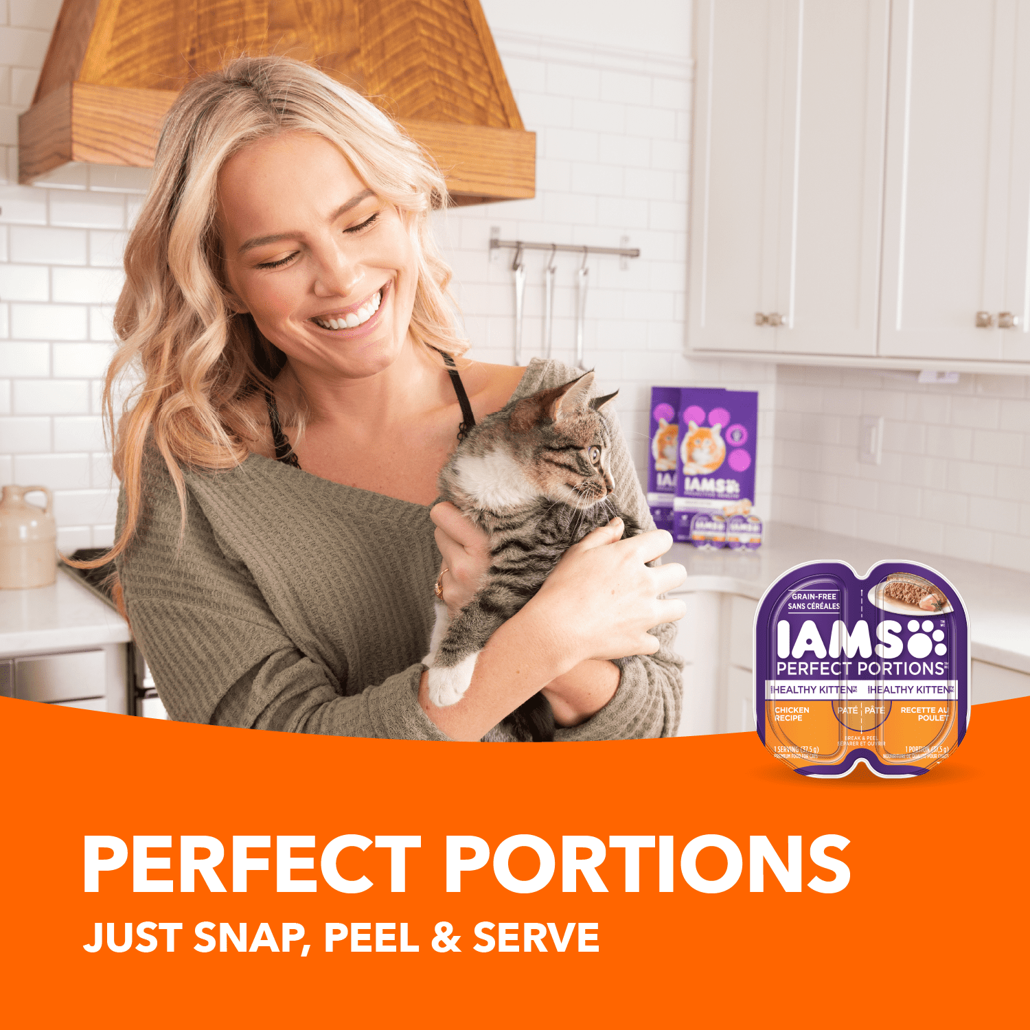 Nourriture humide sans céréales pour chatons IAMS PERFECT PORTIONS Healthy Kitten Pâté recette au poulet