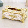 thumbnail image 2 of veasfak Creative Ornate Tissue Box Cover Square Paper Bedroom Case Home Holder White Golden, 2 of 3