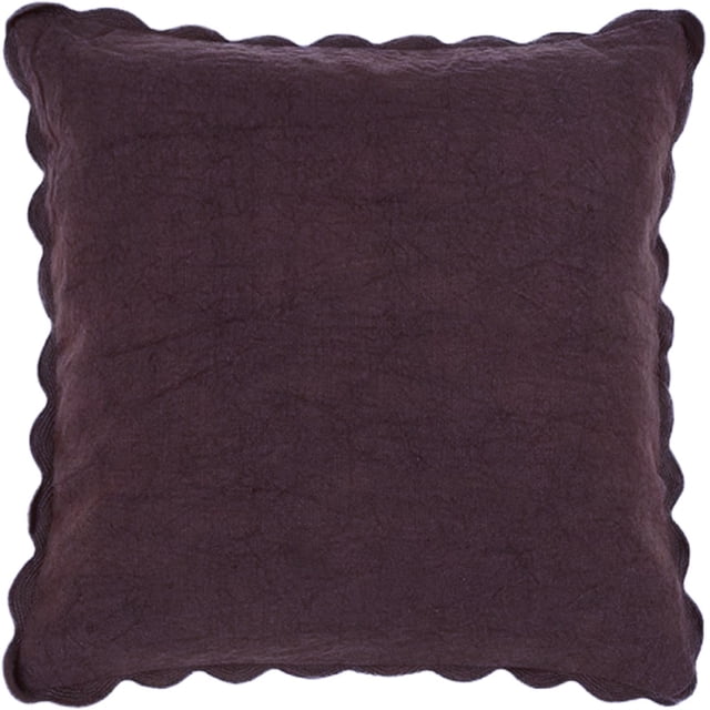 Mainstays Decorative Cushion Cover, Ribbed, 18x18 in, Scallop Purple front-facing 18x18-inch square purple cushion cover with raised ribbed scallop pattern, visible woven texture and a hidden side zipper; shown on a neutral background, breathable fabric, pillow insert sold separately, ideal for layering on sofas, beds or accent chairs.