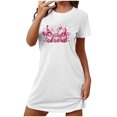 thumbnail image 1 of Chemises de Nuit en Satin pour Femmes Chemises de Nuit pour Femmes, Douce Confortable Légère Manches Courtes Robe de Nuit Confortable Dames Robe de Nuit Imprimée Cœur Robes pour Femmes Tenue de Nuit Robe Blanc TTG, 1 of 5