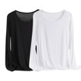 thumbnail image 1 of MeetoTime 2 Pcs Hauts à Manches Longues pour Femmes Col Rond Basique T-Shirt Doux Grande Taille T-Shirts Confortables X-6X, 1 of 2