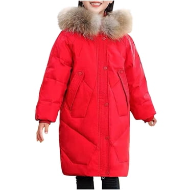 Posijego Girls Puffer Coats Plush Hooded Long Sleeve down Jackets Big Girls Warm Outerwear with Pockets
