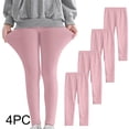 thumbnail image 1 of YUNAFFT Girls Stretchy Soft Leggings 3-12Y 4-Pack Lycra Spandex Pure Color Breathable Base Layer Pants, 1 of 9