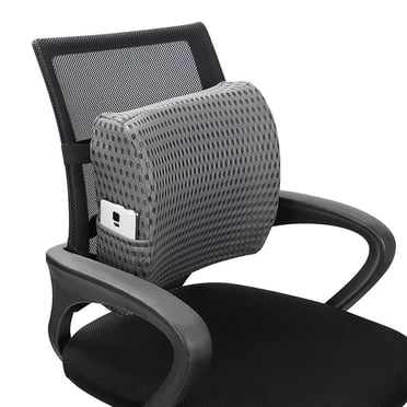 Lumbar Support Pillow, Cool Gel Memory Foam Lower Back Cushion for Office Chair Car, Grey