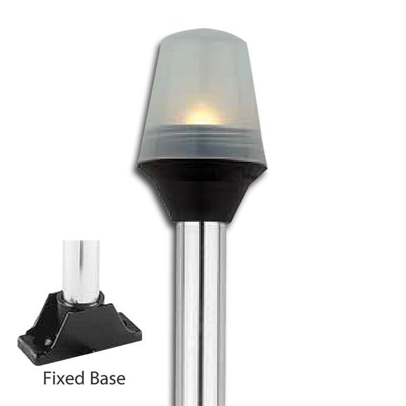 Attwood Lumière de Navigation Marine 5122-08-7 Série 5122; Lumière Globe Givrée Tout Autour; Conique; Incandescente; Lentille Claire; Lentille en Polycarbonate; Boîtier Noir; Boîtier en Polycarbonate; Base Fixe