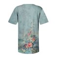 thumbnail image 5 of CEHVOM T-shirt à Manches Courtes Décontracté pour Femmes, Col Rond Imprimé, Ample, Blouse, Liquidation, 5 of 5