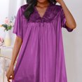 thumbnail image 4 of Timegard Robe de Nuit pour Femmes Col en V Manches Courtes Tenue d'Intérieur Décontractée Ample Confortable Robe de Maison Couleur Unie, 4 of 4