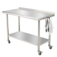 thumbnail image 1 of BeesClover Table en Acier Inoxydable pour Préparation et Travail avec Dosseret, Table de Cuisine Robuste avec Tablette et Pied Réglables pour Restaurant, Maison et Hôtel, 1 of 6
