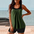 thumbnail image 4 of RKSTN Tankini Swimsuits for Women Summer Fashion Solid ColorConservative Two Piece Set Bathing Suits with Boyshorts Loose Plus Size Round Neck Sleeveless Pleated Swimsuits, 4 of 5