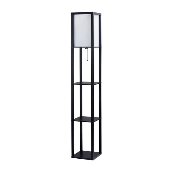 HOMETRENDS Lampe sur pied avec étagères 63 po avec abat-jour en tissu blanc et étagères décoratives