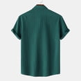 thumbnail image 4 of Men Casual Solid Turndown Short Sleeve Button Closure Shirt Hawaii Blouse, 4 of 9