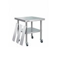 thumbnail image 1 of Heavy Duty Stainless Steel Commercial Work Table – Removable 3-Sided Rim, Adjustable Undershelf, 4 Locking Wheels, Utility Prep Station for Restaurant, Kitchen, Garage, Bakery – 24x24 Inches, 1 of 8