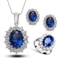 thumbnail image 1 of Boucles d'Oreilles pour Femmes Collier en Cristal Bagues de Mariage pour Femmes Ensemble de Bijoux Style Mode Bague en Cristal Boucles d'Oreilles Collier Femmes Bijoux de Mariage, 1 of 4