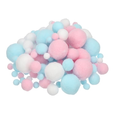 Uxcell Assorted Size Pom Poms for Crafts, 260Pcs Pom Pom Balls, Pink, Blue, White
