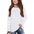 thumbnail image 2 of PMVFHDE Hauts d'Été pour Fille Hauts d'Été pour Fille T-Shirts d'Été pour Fille 2025 T-Shirts pour Fille Tunique T-Shirt pour Fille T-Shirt à Manches Longues pour Filles Haut à Col Rond pour Enfants T-Shirt pour Filles Blanc, 5-6 Ans, 2 of 5