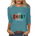 thumbnail image 2 of Chemises pour Femmes Habillées Décontractées, Chemises à Manches 3/4 pour Femmes, Tuniques à Manches Courtes Grande Taille pour Femmes, T-shirt à Manches 3/4 à Col Rond Imprimé Lettres Mode Décontractée pour Femmes, 2 of 5