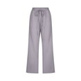 thumbnail image 4 of WEAIXIMIUNG Wide Leg Pants Women Plus Size Women Fashion High Waisted Wide Leg Pants Drawstring Elastic Trousers Comfy Straight Leg Long Pants with Pockets, 4 of 5