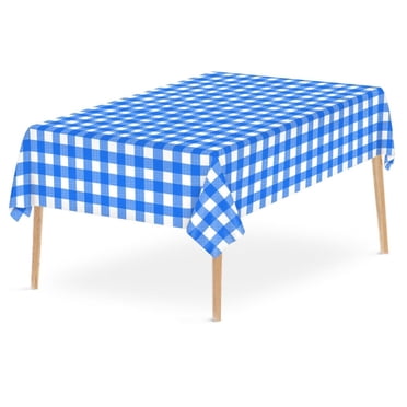 Fridja Nappe Jetable Rectangulaire à Carreaux Bleu et Blanc, Nappe en Plastique Imperméable et Anti-Huile pour Fêtes, Pique-Nique en Plein Air, Anniversaire, Mariage, Camping 54 X 108