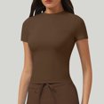thumbnail image 2 of Yuyuzo Hauts d'Entraînement pour Femmes T-Shirts à Manches Courtes Col Rond T-Shirts Extensibles Ajustés T-Shirts Basiques, 2 of 4