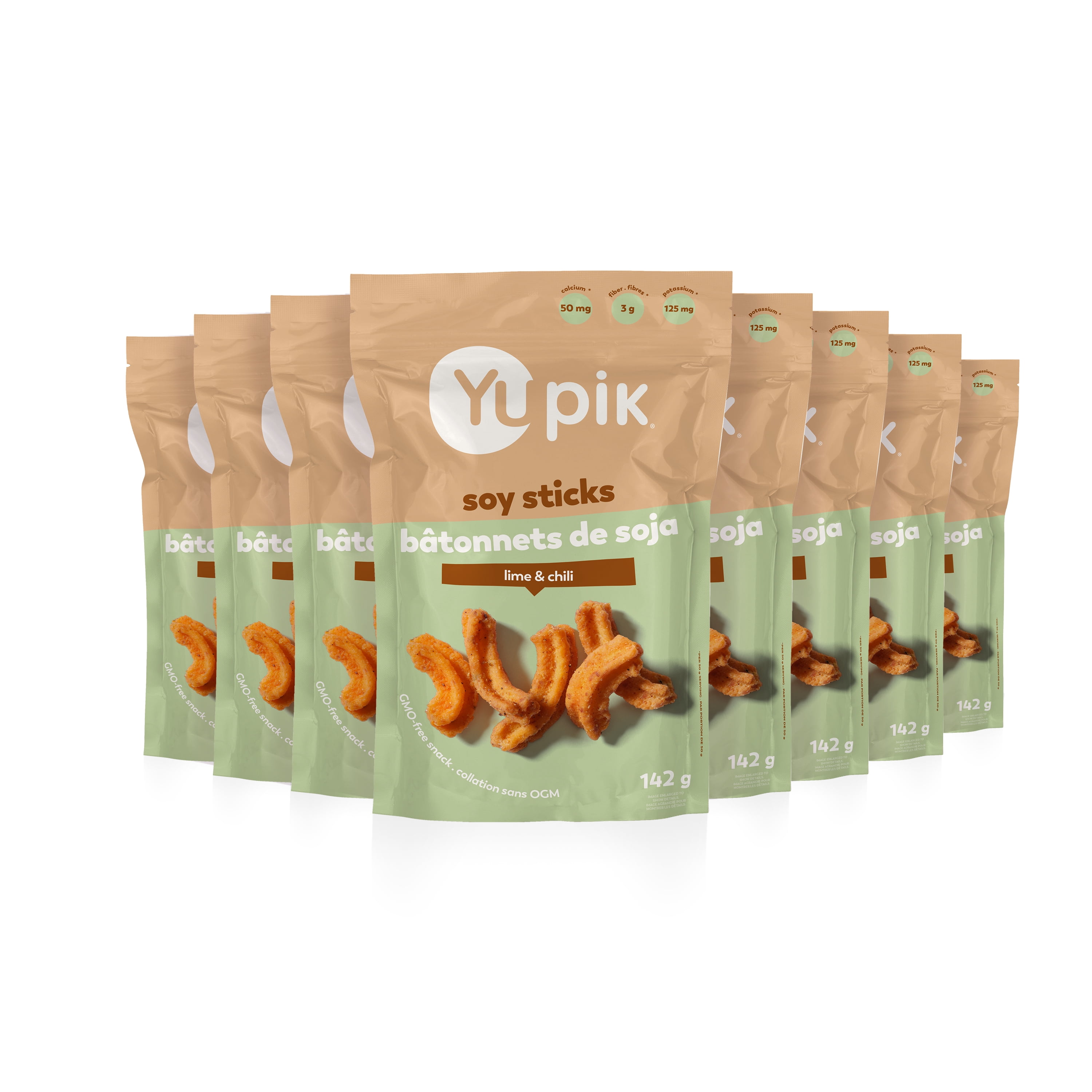 Yupik Lime & Chili Soy Sticks, GMO-Free Snack, Crunchy Zesty Snack, Crispy Soya Crackers, Natural Flavors, Perfect for Any Occasion, 8 Count, 142 g