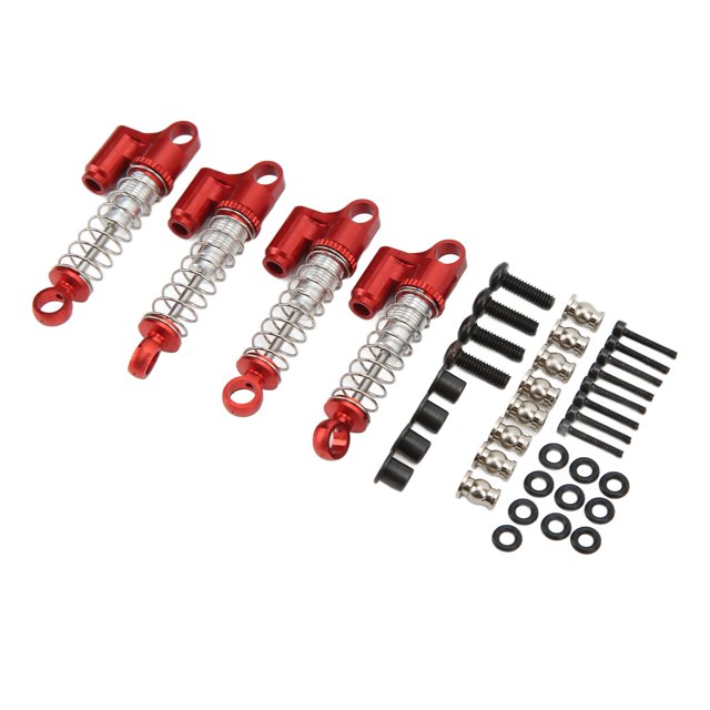 Amortisseur avant Arrière Résistant à l'Usure avant Amortisseur Arrière Haute Élasticité Ressort Réduire les Vibrations Alliage d'Aluminium pour 1/16 RC Voiture Rouge