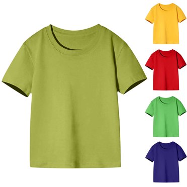 Feancey T-Shirts en Coton pour Tout-Petites Filles Couleur Unie Manches Courtes T-Shirts Basiques Amples Décontractés Hauts d'Été Col Ras du Cou T-Shirt en Solde Vert 2 Ans