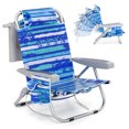 thumbnail image 1 of Patiojoy 1PC Backpack Beach Chair Foldable 5-Position Lay Flat Lounge Chair Navy, 1 of 10