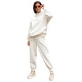 thumbnail image 3 of UKAP Ladies Sweatsuits Solid Color Two Piece Outfit Long Sleeve Jogger Set Loungewear Jogging Lounge Sets White XL, 3 of 7