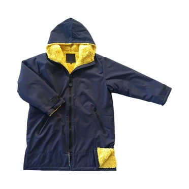 jinwen Surf Swim Parka Poncho Coat Jacket Cloak Waterproof Thermal Long Sleeve Raincoat Deep Blue Yellow