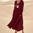 thumbnail image 2 of Pisexur Robe d'Automne pour Femme 2023 Robe en Coton et Lin à Manches Longues, Ligne A et Évasée, Maxi Longue, 2 of 5