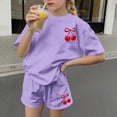 thumbnail image 2 of Robe d'Été avec Manches Ensemble de Loisirs d'Été pour Enfants Col Rond Manches Courtes Haut et Shorts Ensemble Deux Pièces Mignon Ensemble d'Été, 2 of 6