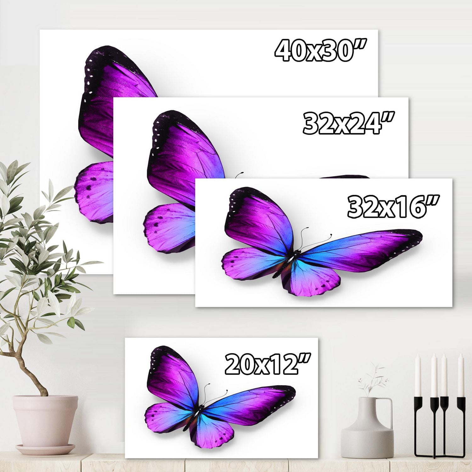 Designart Papillon violet et bleu Art mural sur toile