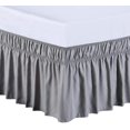 thumbnail image 1 of MEILA Wrap Around Bed Skirt Three Fabric Sides Elastic Dust Ruffled 16 Inch Tailored Drop,Easy to Install Fade Resistant-Grey, Twin/Full, 1 of 4