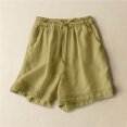 thumbnail image 2 of Summer Clearance! Womens Plus Size Pants,Summer Pants for Womens,Womens Solid Color Retro Hook Flower High Waisted Drawstring Shorts, 2 of 5