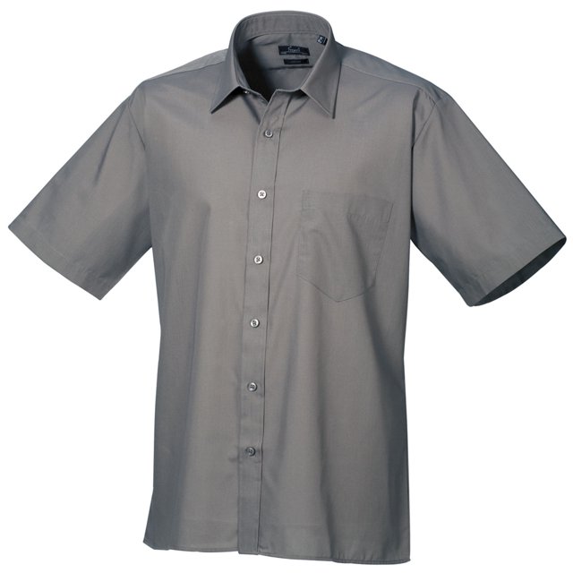 Premier Mens Short Sleeve Formal Poplin Plain Work Shirt