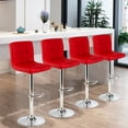 thumbnail image 3 of Gymax Set of 4 PU Leather Bar Stool Swivel Bar Chair w/ Adjustable Height Red, 3 of 10