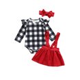 thumbnail image 3 of FOCUSNORM Christmas Newborn Girls Long Sleeve Romper + Suspender Skirt + Bow Headband, Ruffle, 3 of 6
