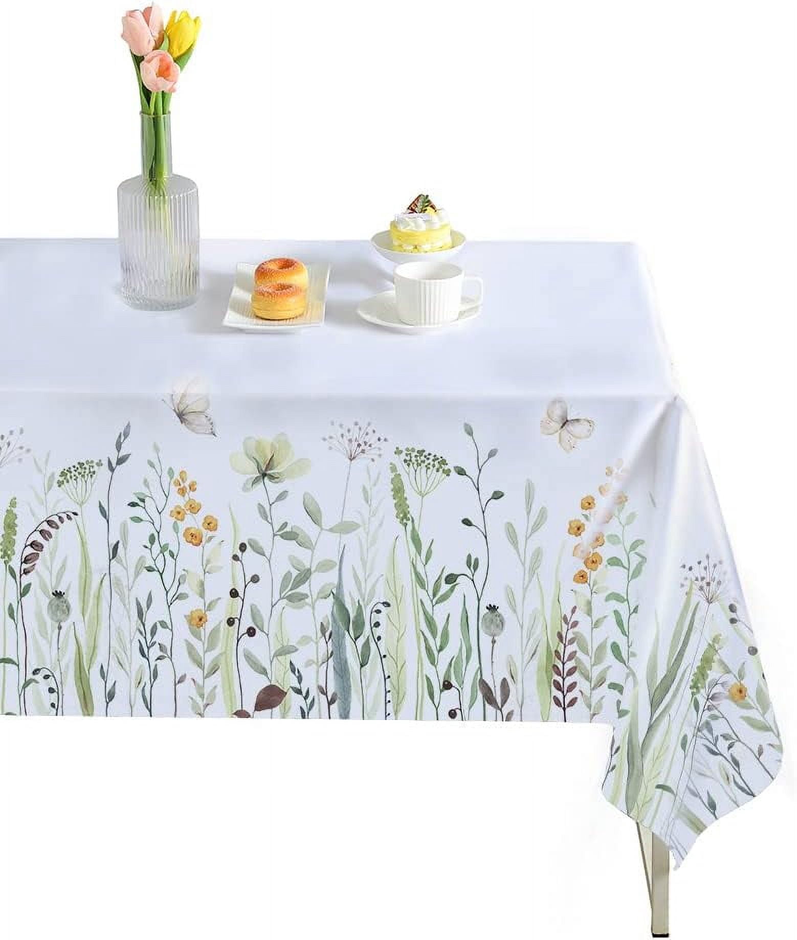 Nappe Intérieure Extérieure en Tissu Polyester Résistant aux Taches et aux Plis, Nappe Florale, Essuyable, Housse de Table Décorative pour Table à Manger, Buffet, Fête (Floral B, 60 Pouces X 84 Pouces Rectangulaire)